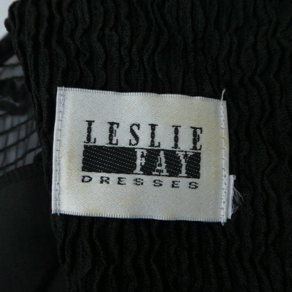 Vintage Black Evening Dress Ric Rac Sequin Puff Sleeves Crinkle Sheath Union Tag - Picture 11 of 13